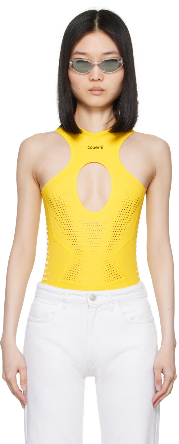 Shop Coperni Yellow Puma Edition Bodysuit In Couyel Court Yellow