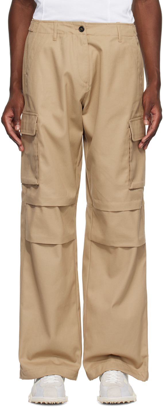 Shop Coperni Beige Flap Pocket Cargo Pants