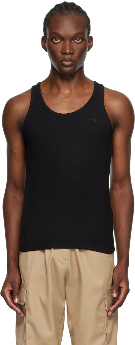 Black Embroidered Logo Tank Top