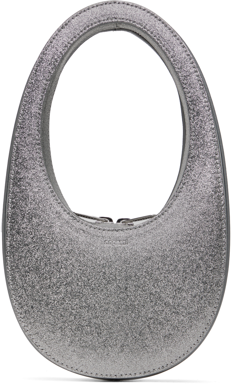 coperni silver glitter mini swipe bag