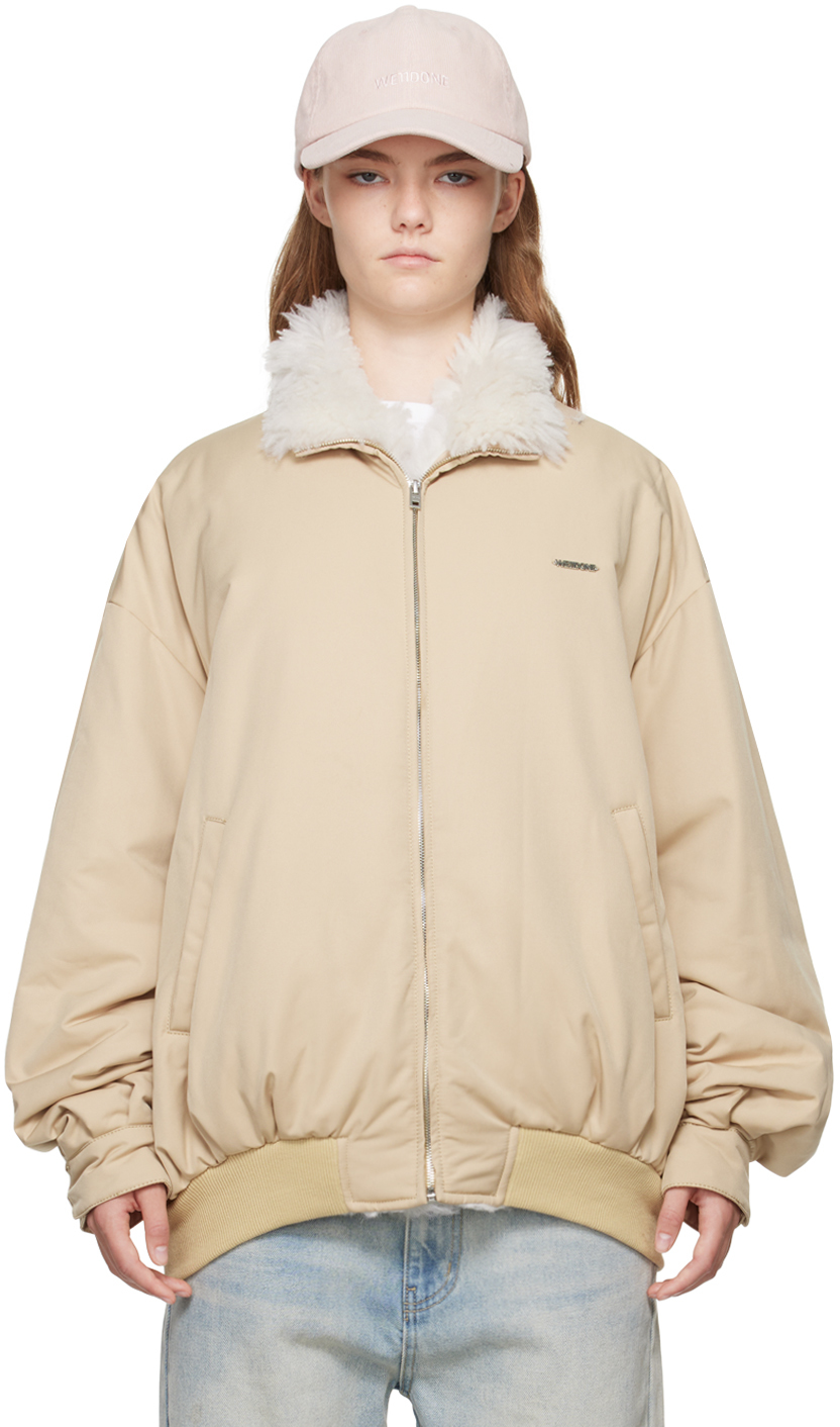 Beige Harrington Bomber Jacket