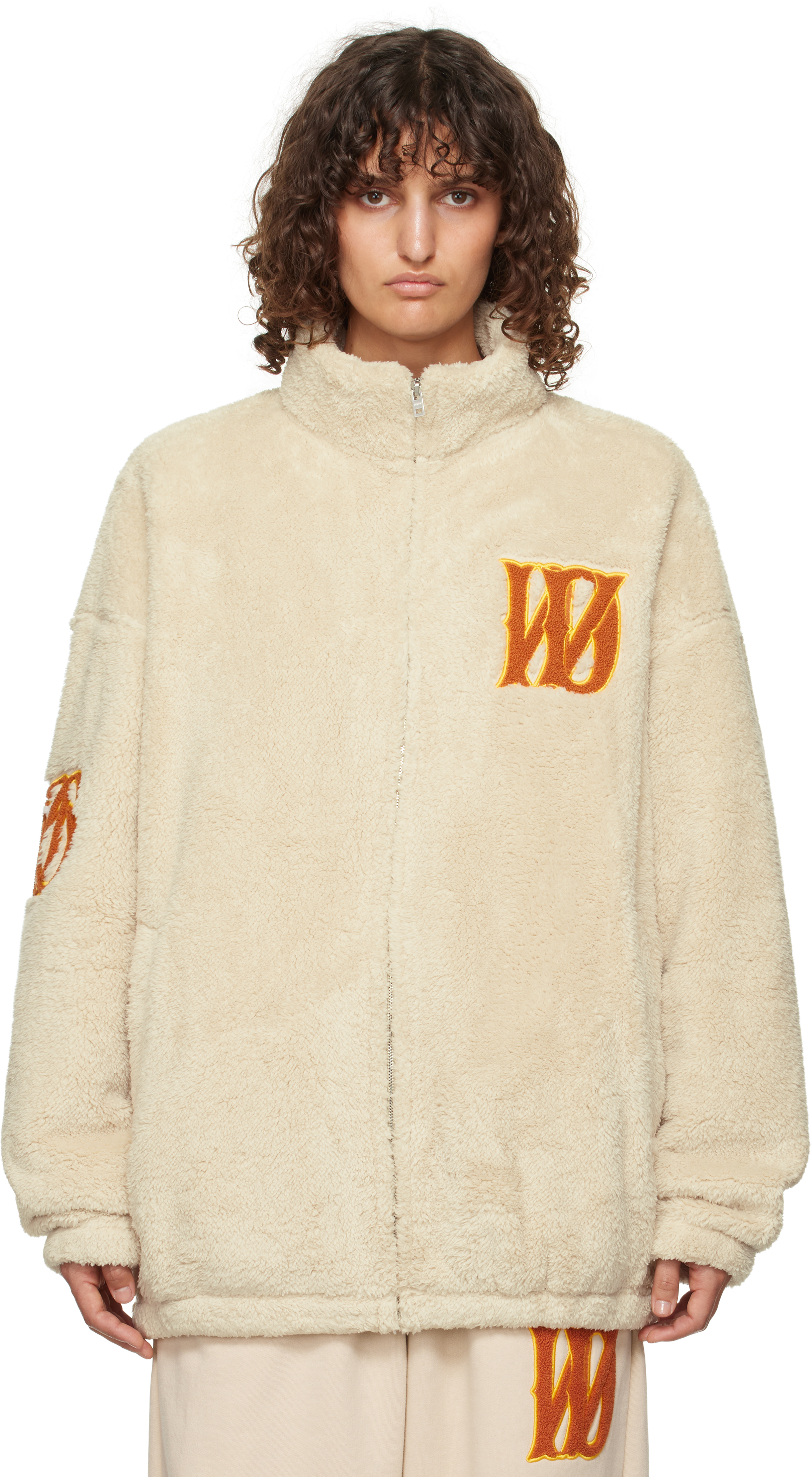 Beige Bouclé Logo Fleece Jacket