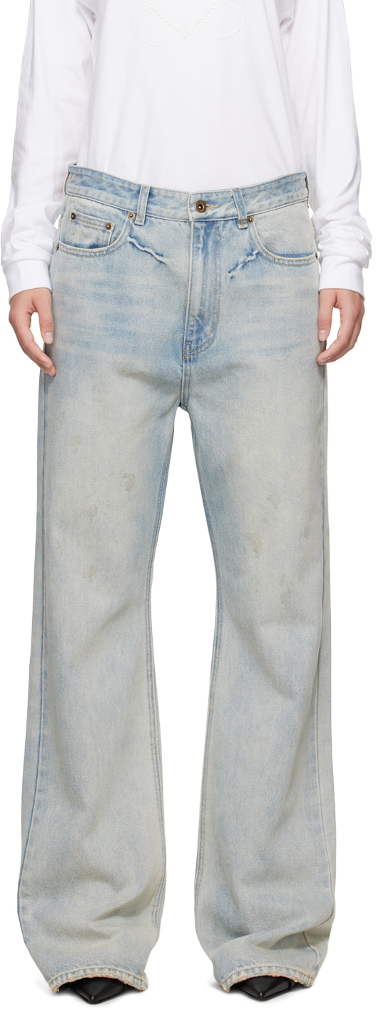 Blue Bootcut Jeans by We11done on Sale