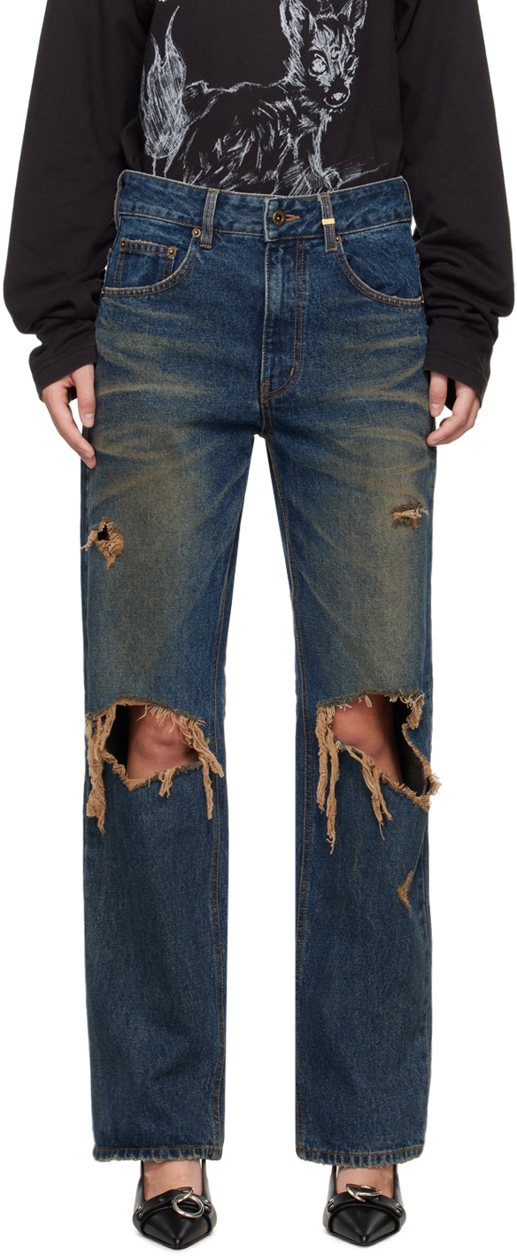 Shop We11 Done Blue Distressed Jeans