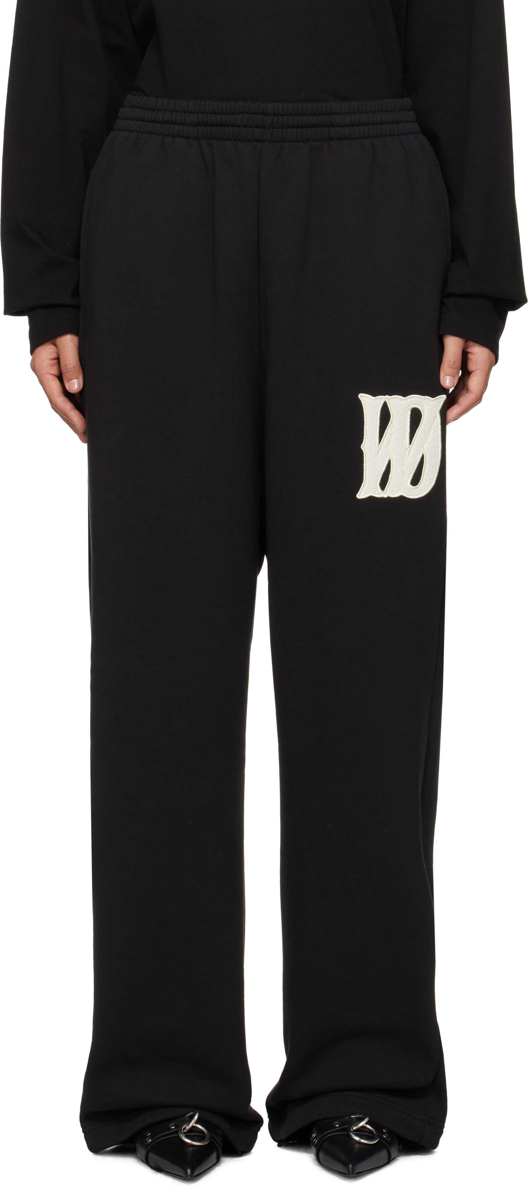 Black Bouclé Letter Logo Sweatpants