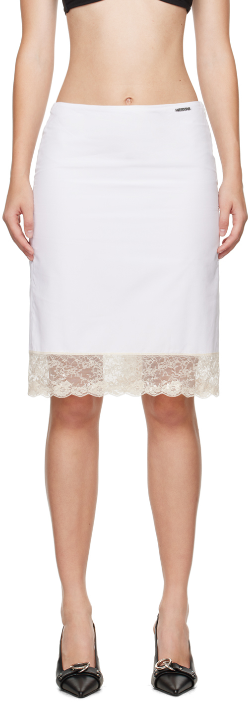 Shop We11 Done White Lace Trim Midi Skirt