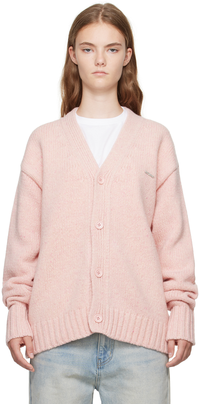 Shop We11 Done Pink Chunky Cardigan In Light Pink