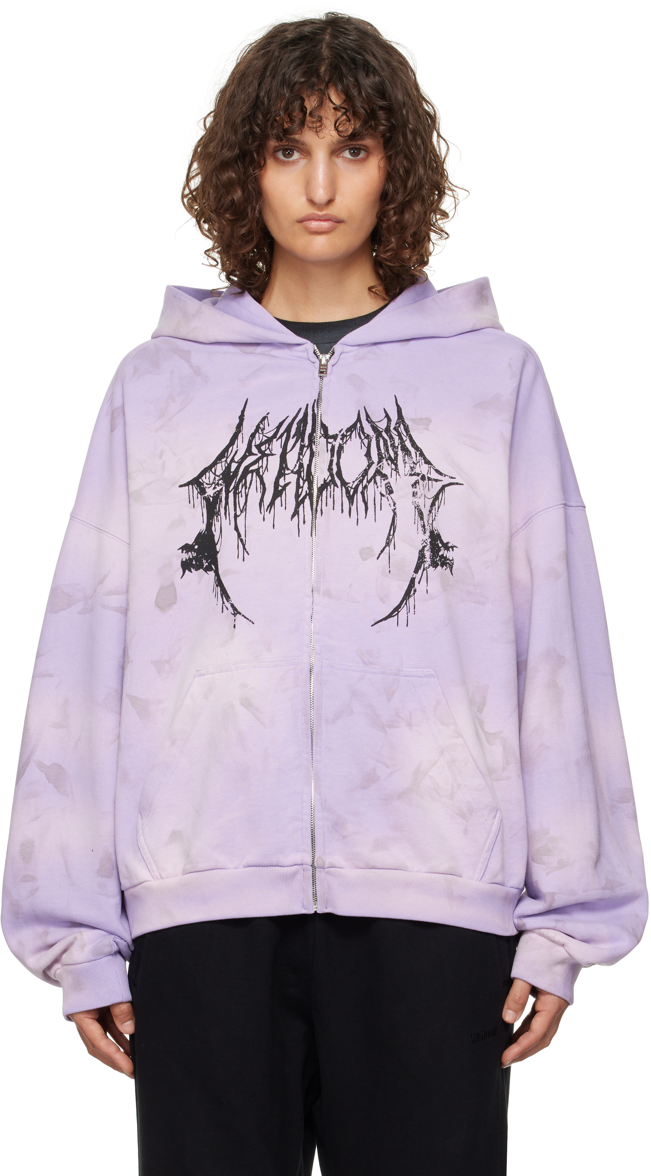 Shop We11 Done Purple Graphic Logo Zip-up Hoodie