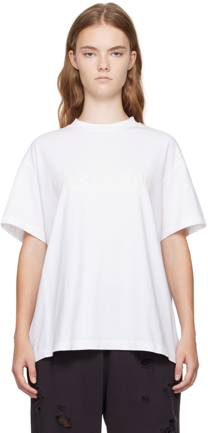 White Pearl Logo T-Shirt by We11done on Sale