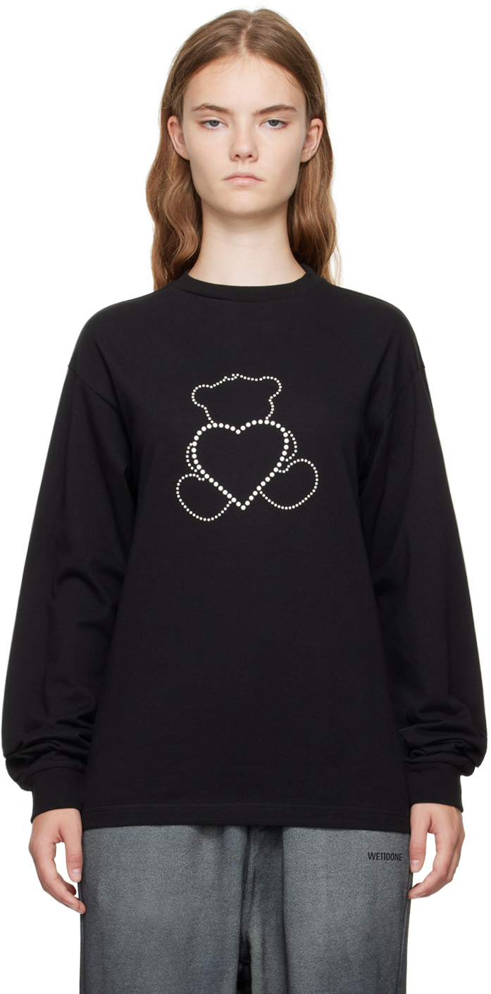 Shop We11 Done Black Pearl Bear Long Sleeve T-shirt