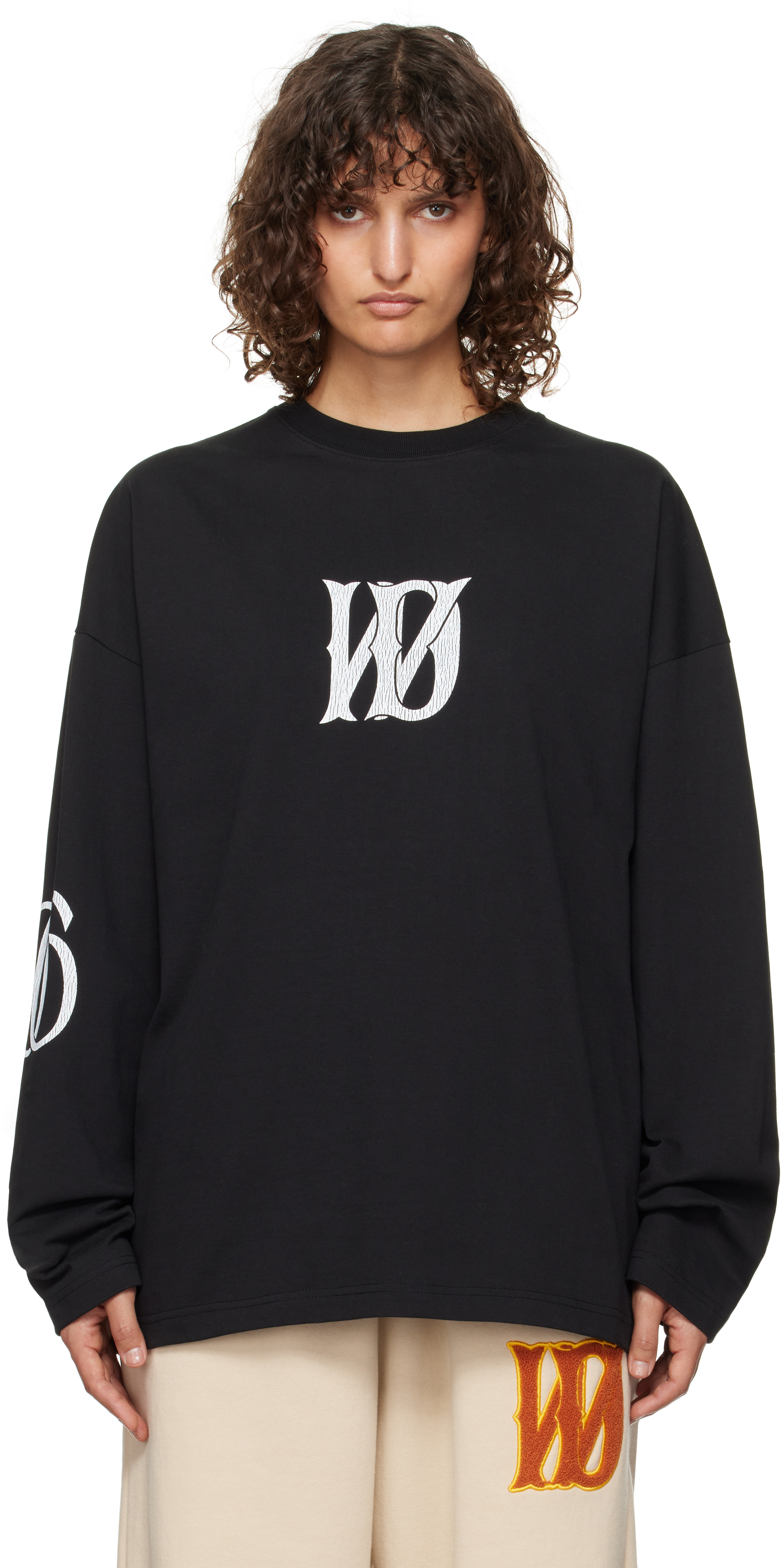 Shop We11 Done Black Letter Logo Print T-shirt