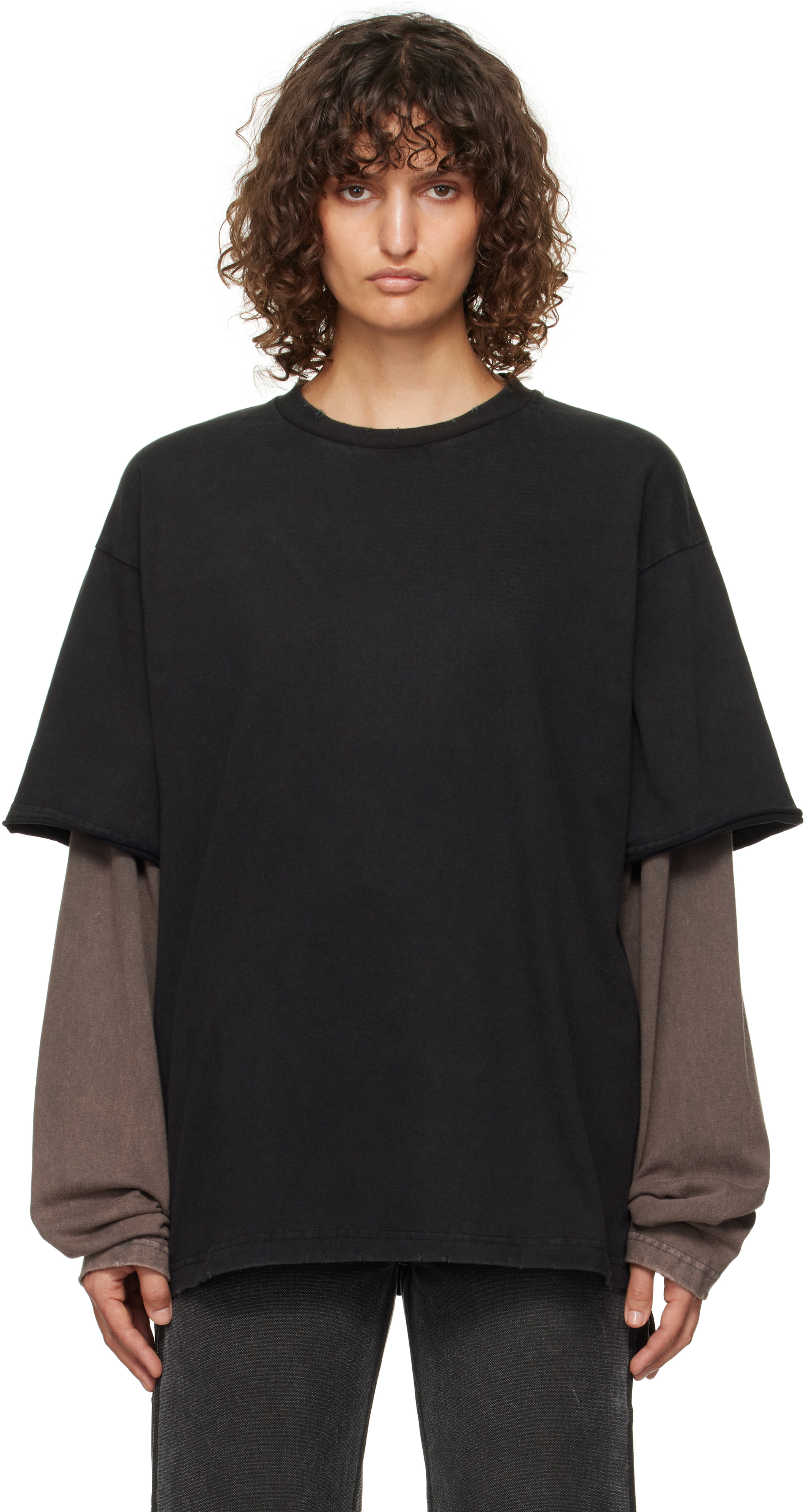 Shop We11 Done Black & Gray Layered T-shirt