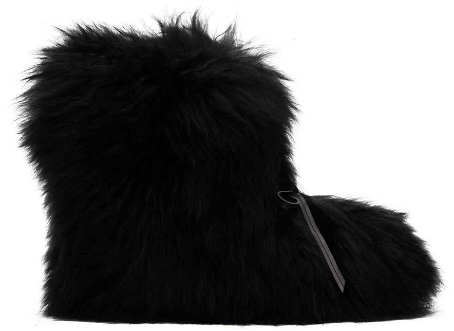 Black Fur Moccasin Boots