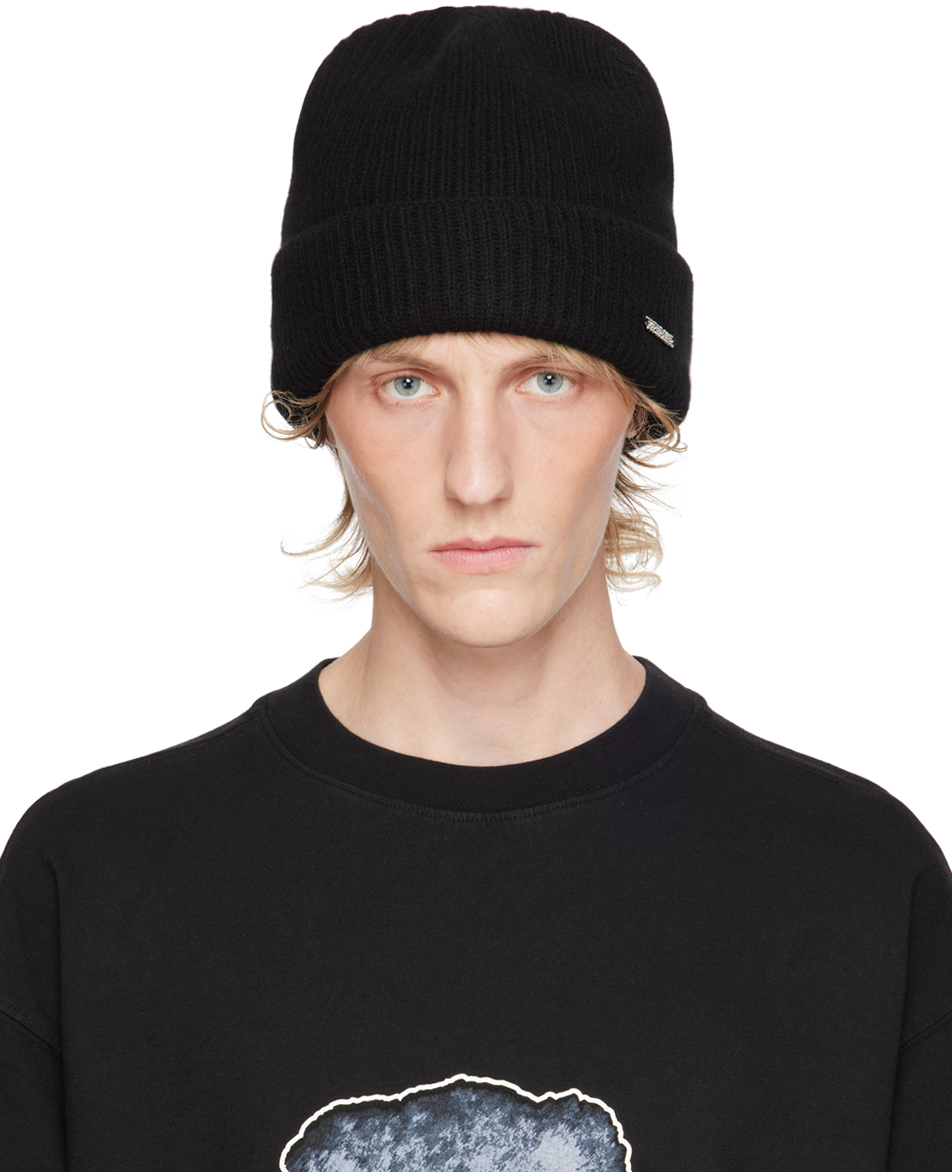 Black Knit Beanie by We11done on Sale