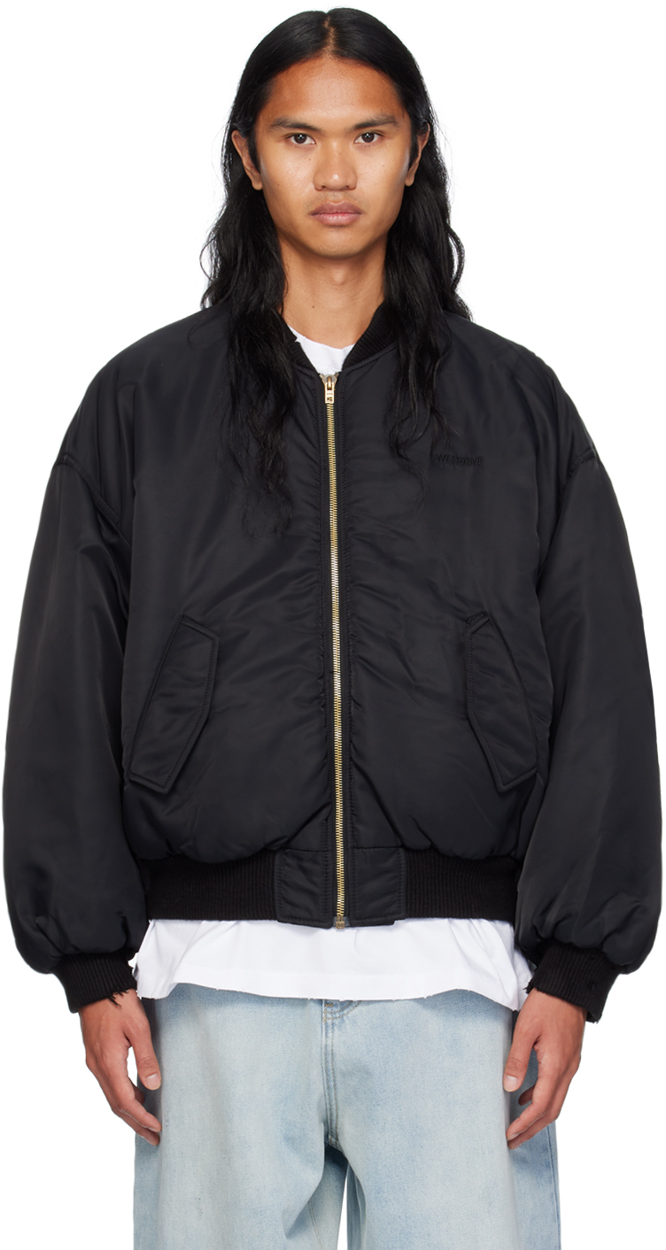 Shop We11 Done Black Destroyed Bomber Jacket