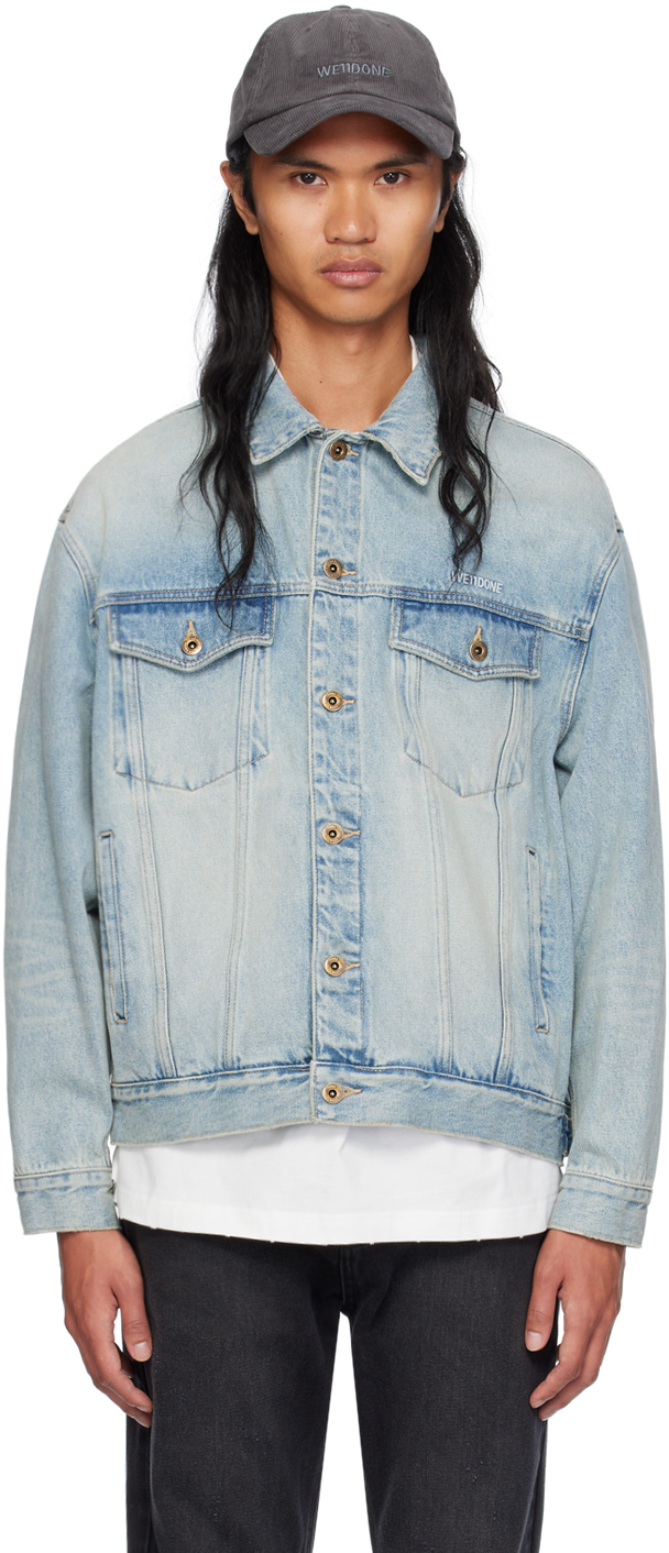 Shop We11 Done Blue Washed Denim Jacket In Sky