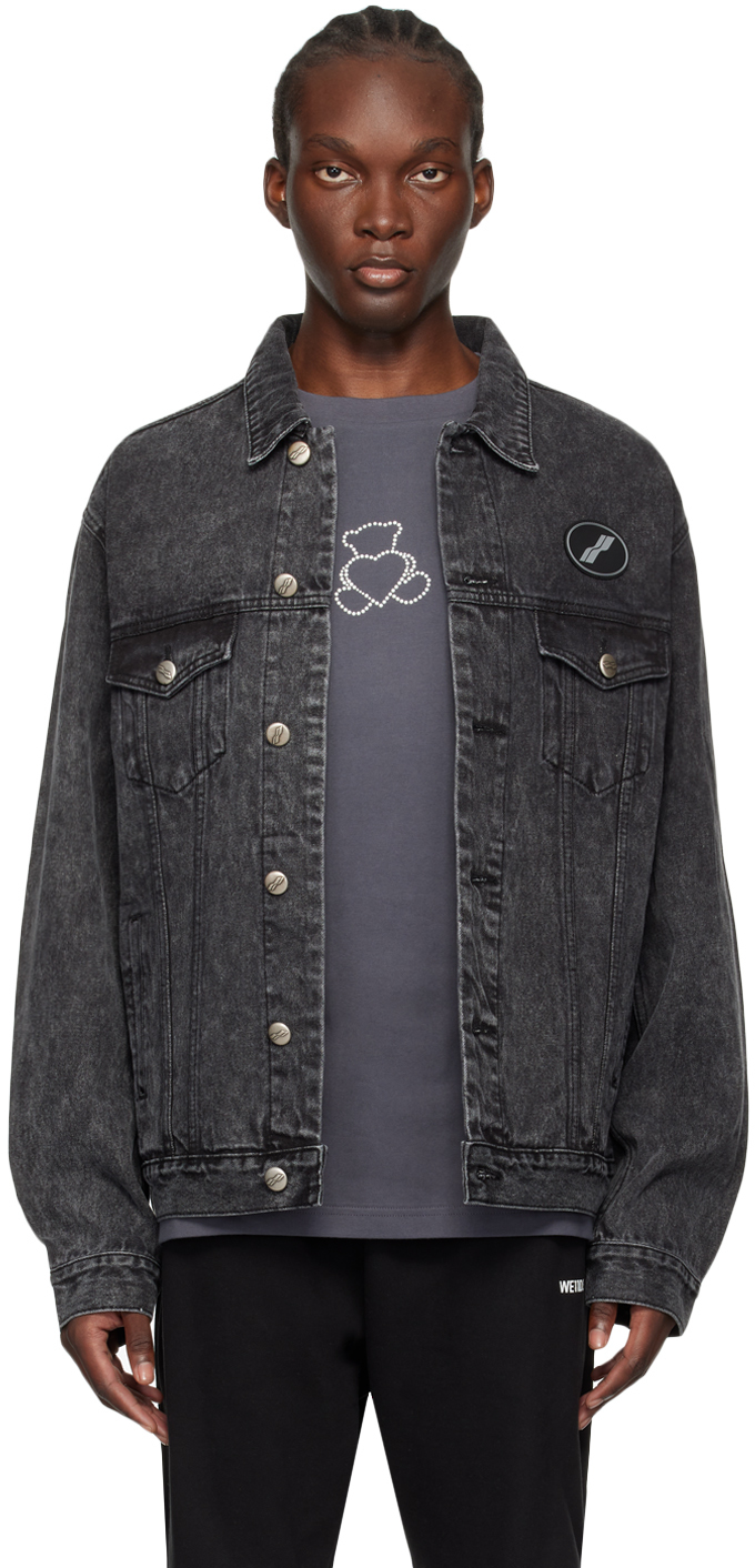 Shop We11 Done Black Oversized Denim Jacket In Wash Black