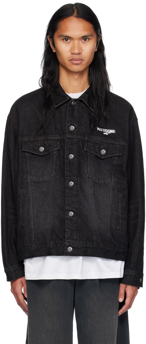 Shop We11 Done Black 1506 Trucker Denim Jacket