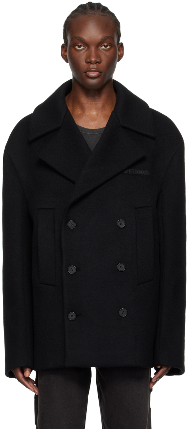 Shop We11 Done Black Wool Double-breasted Peacoat