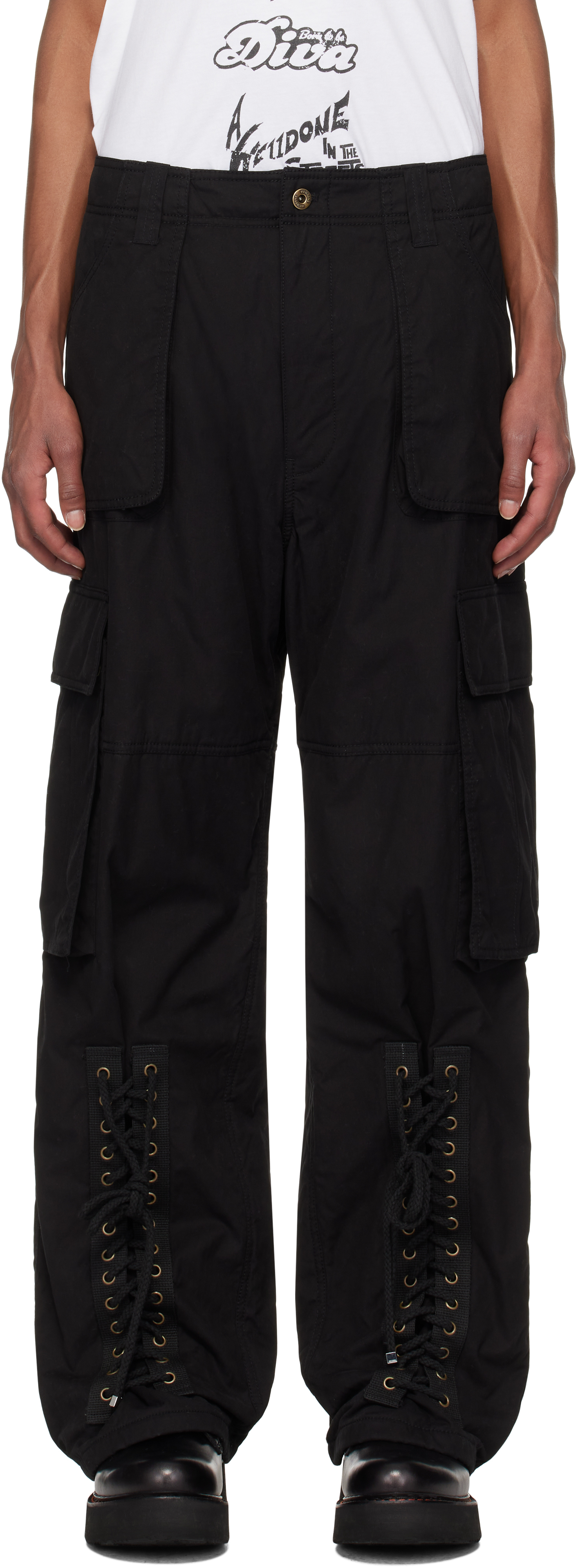 Shop We11 Done Black Military Cargo Pants