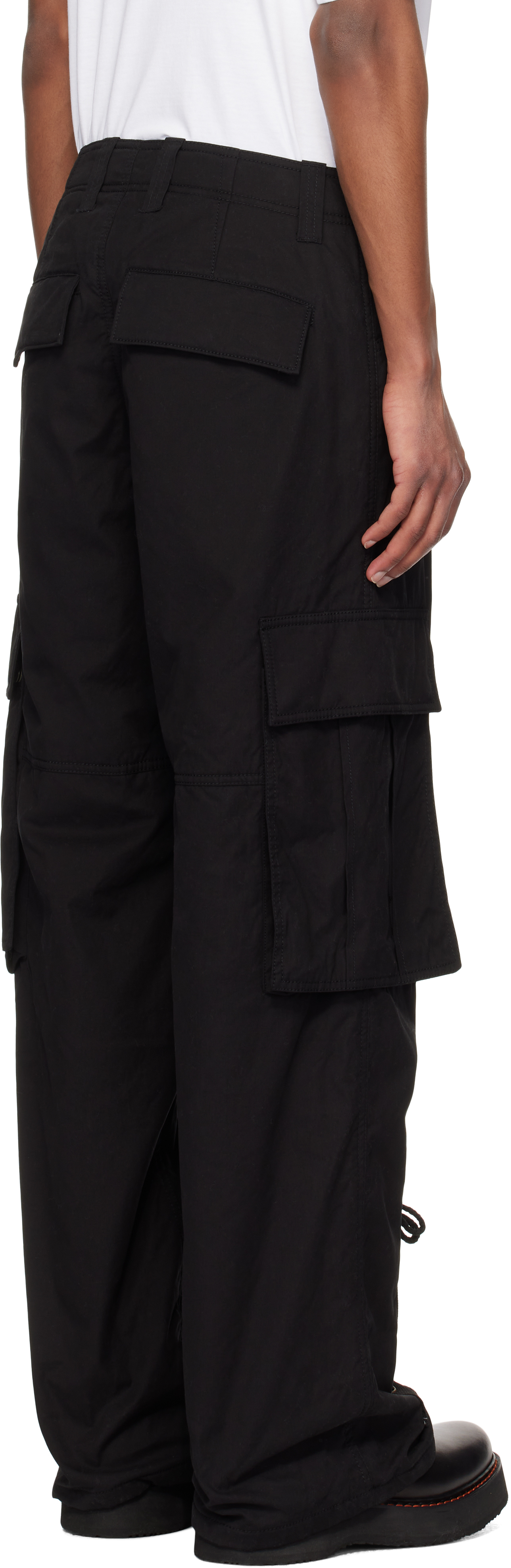 We11 Done Black Military Cargo Pants In Black