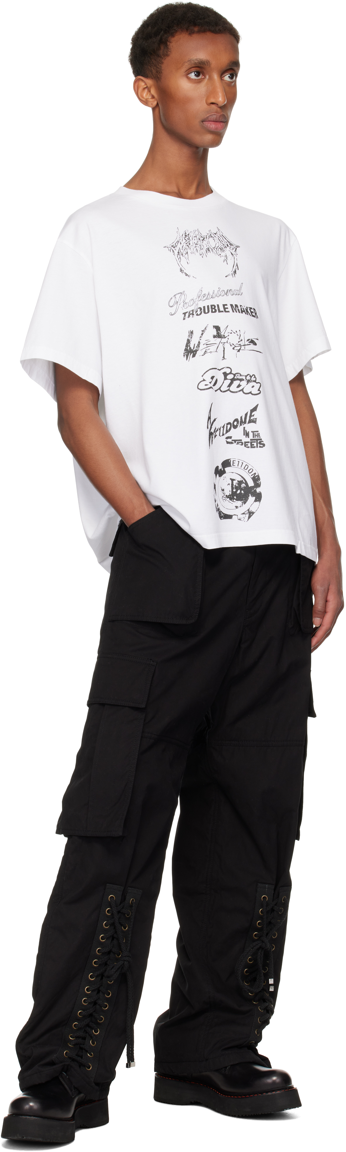 We11 Done Black Military Cargo Pants In Black
