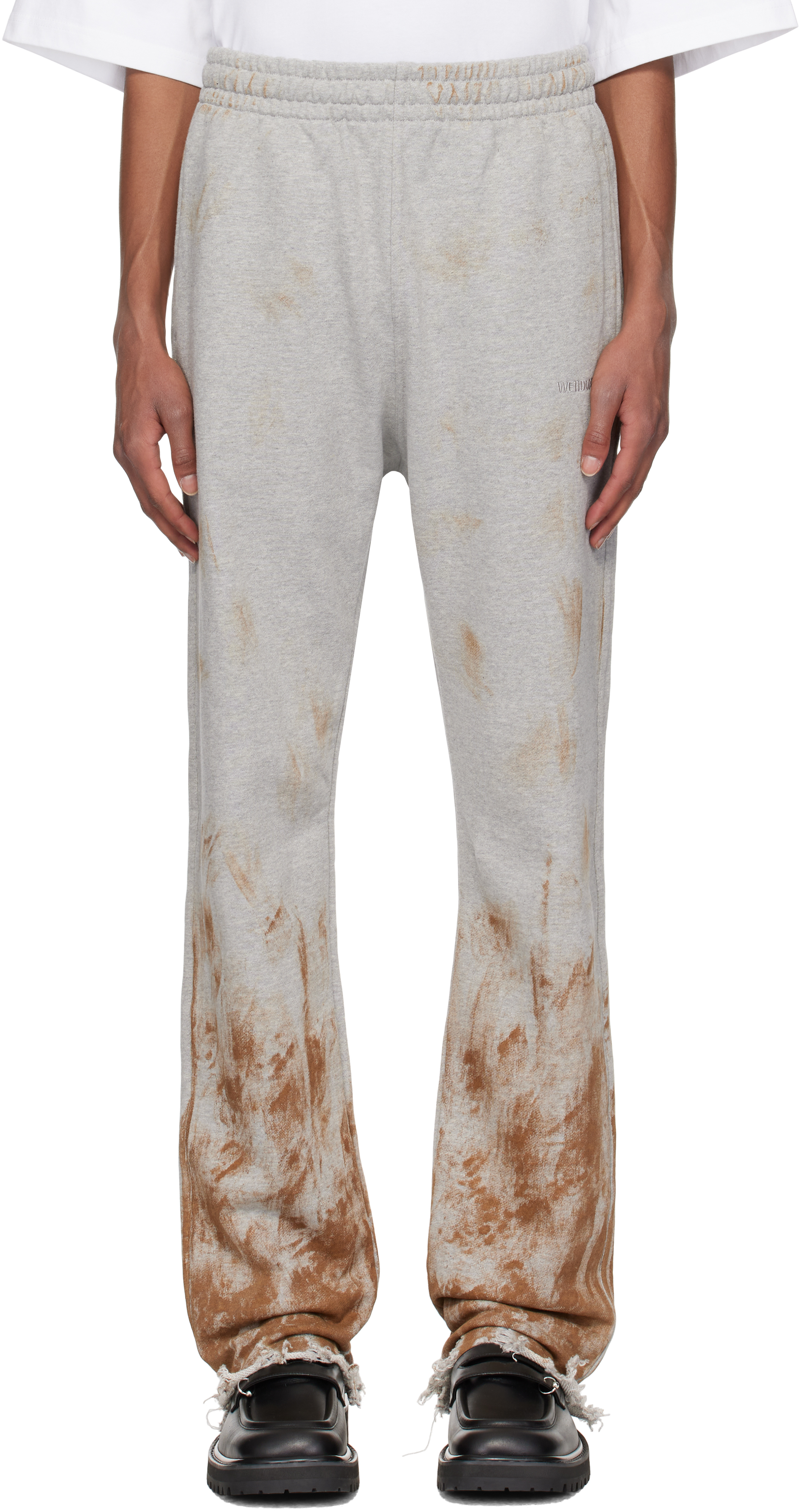 Shop We11 Done Gray & Brown Muddy Sweatpants In M/grey