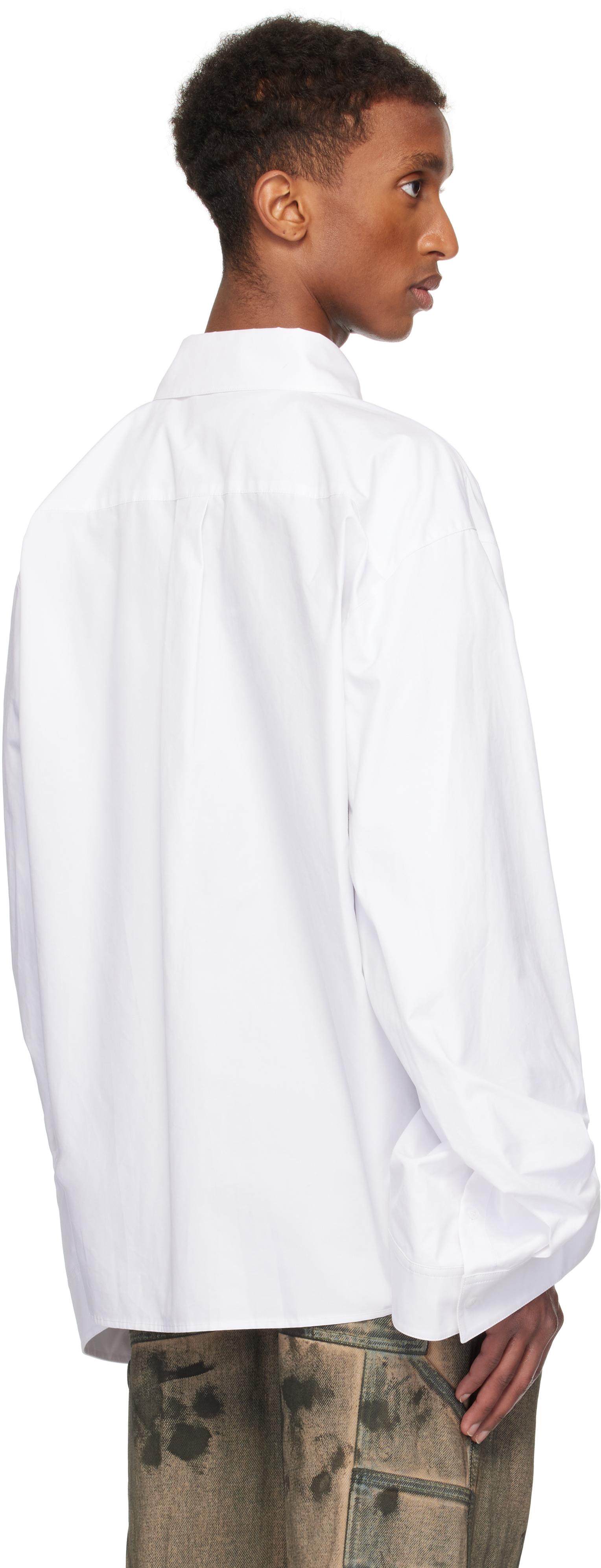 We11 Done White Twisted Sleeve Shirt In White