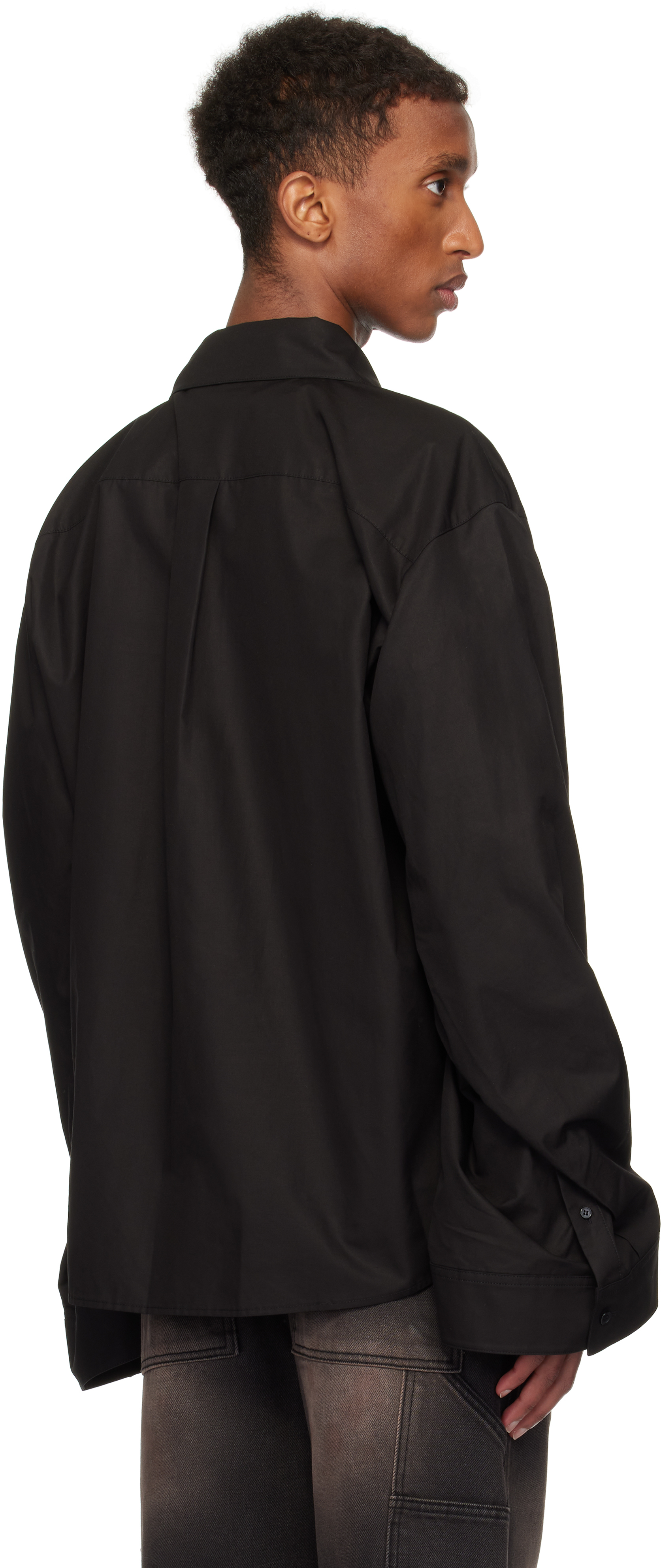 We11 Done Black Twisted Sleeve Shirt In Black