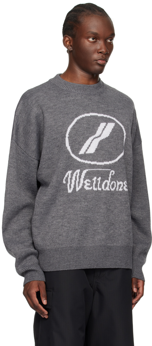 We11 Done Gray Jqd Sweater In Grey