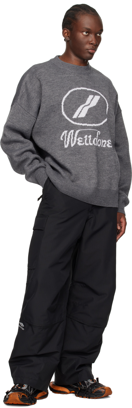 We11 Done Gray Jqd Sweater In Grey