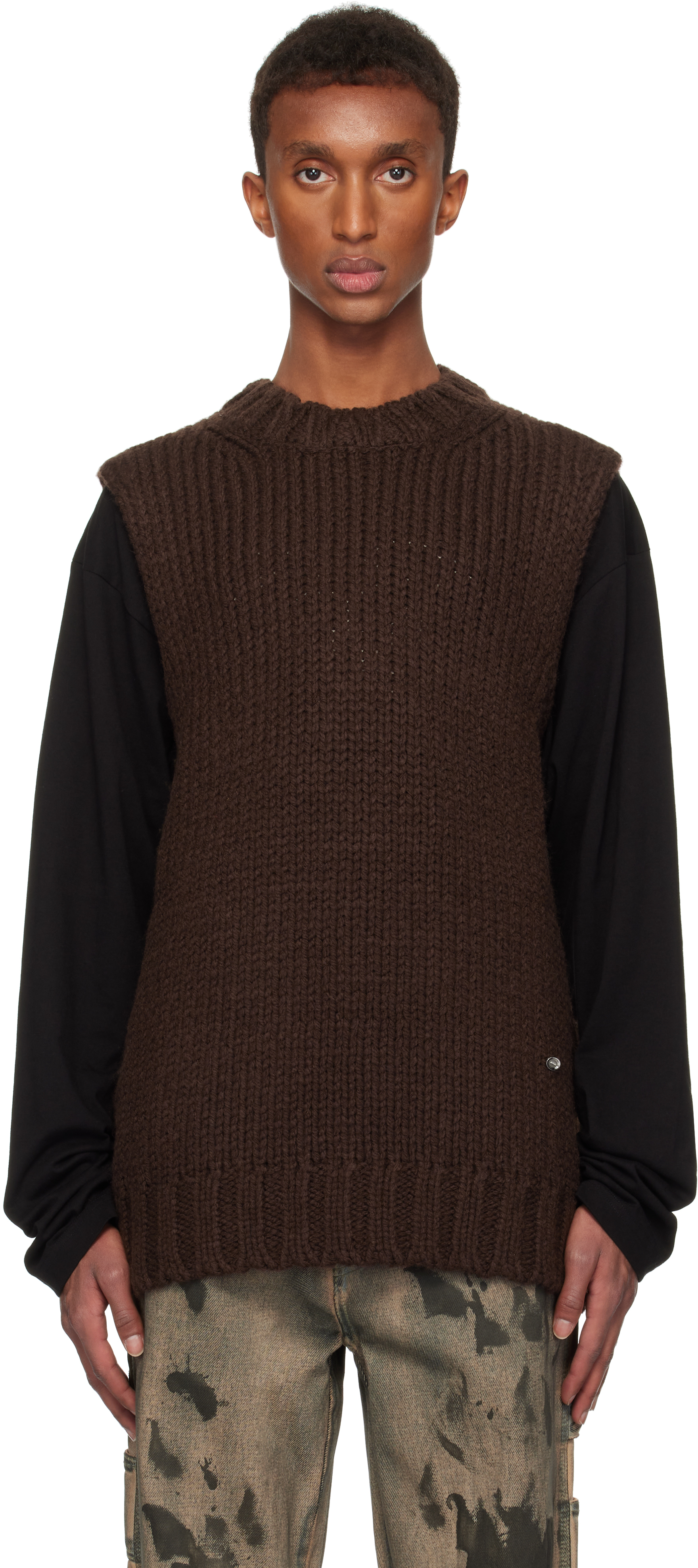 Brown Sleeveless Sweater