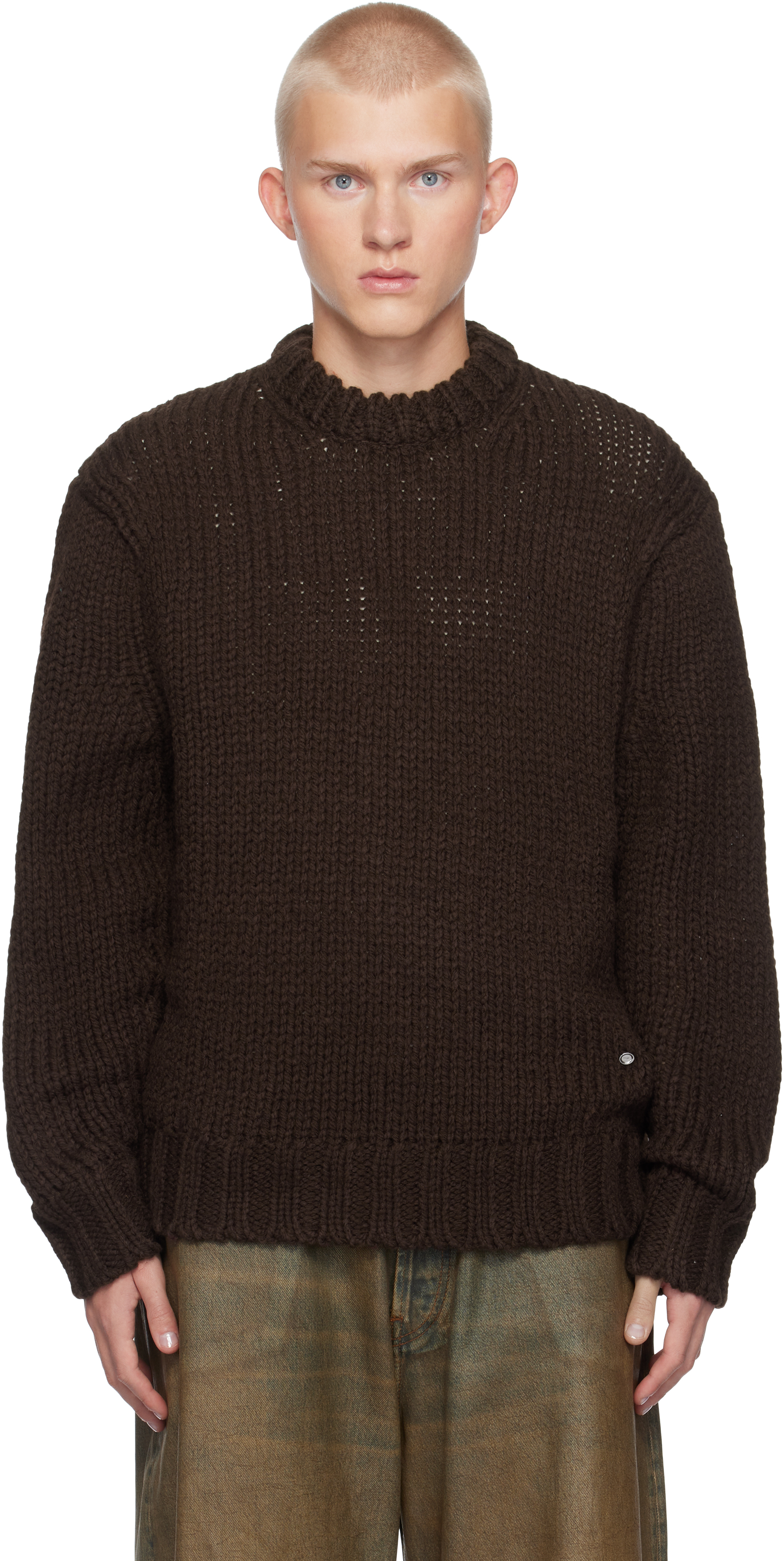 Shop We11 Done Brown Chunky Knit Sweater