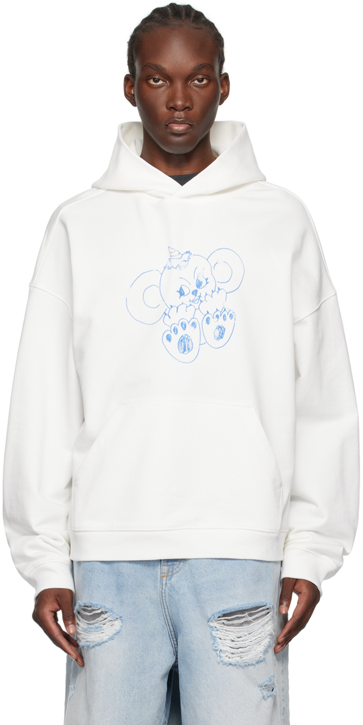 Shop We11 Done White Monster Hoodie In Ivory