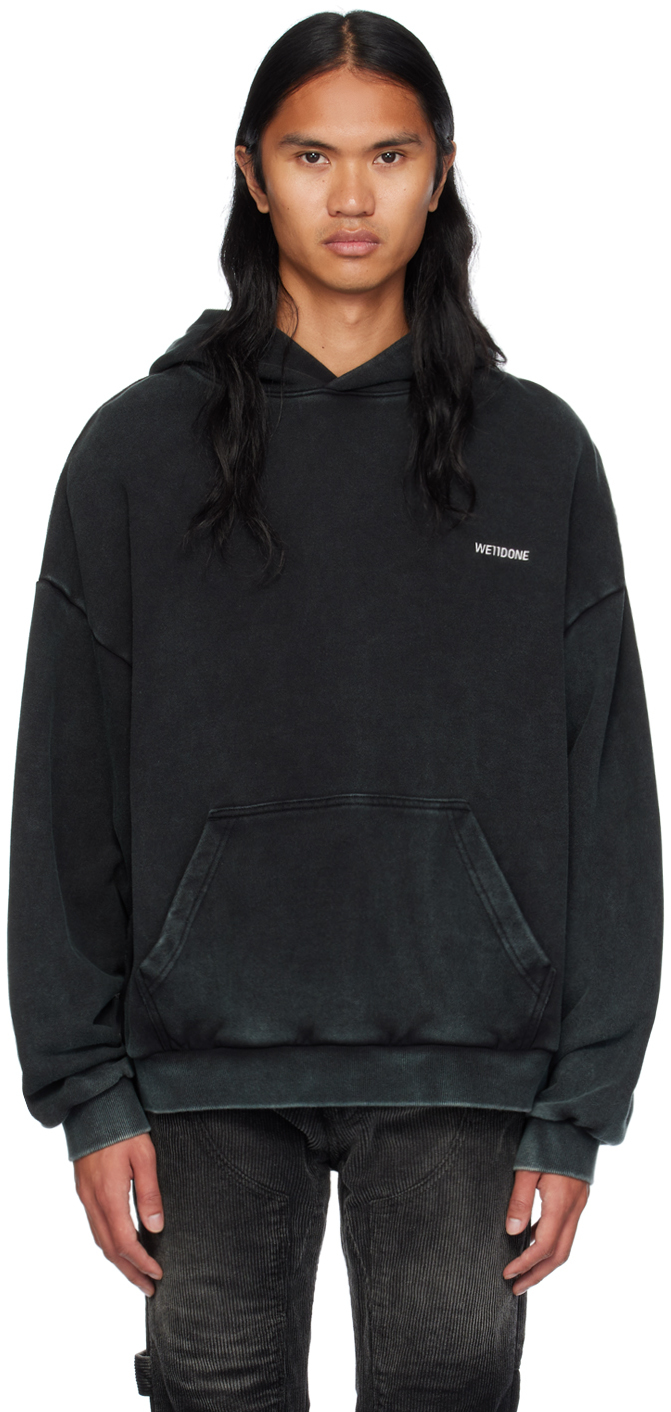 Shop We11 Done Black Raw Edge Hoodie