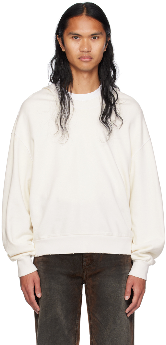 Shop We11 Done White Wide Neck Hoodie