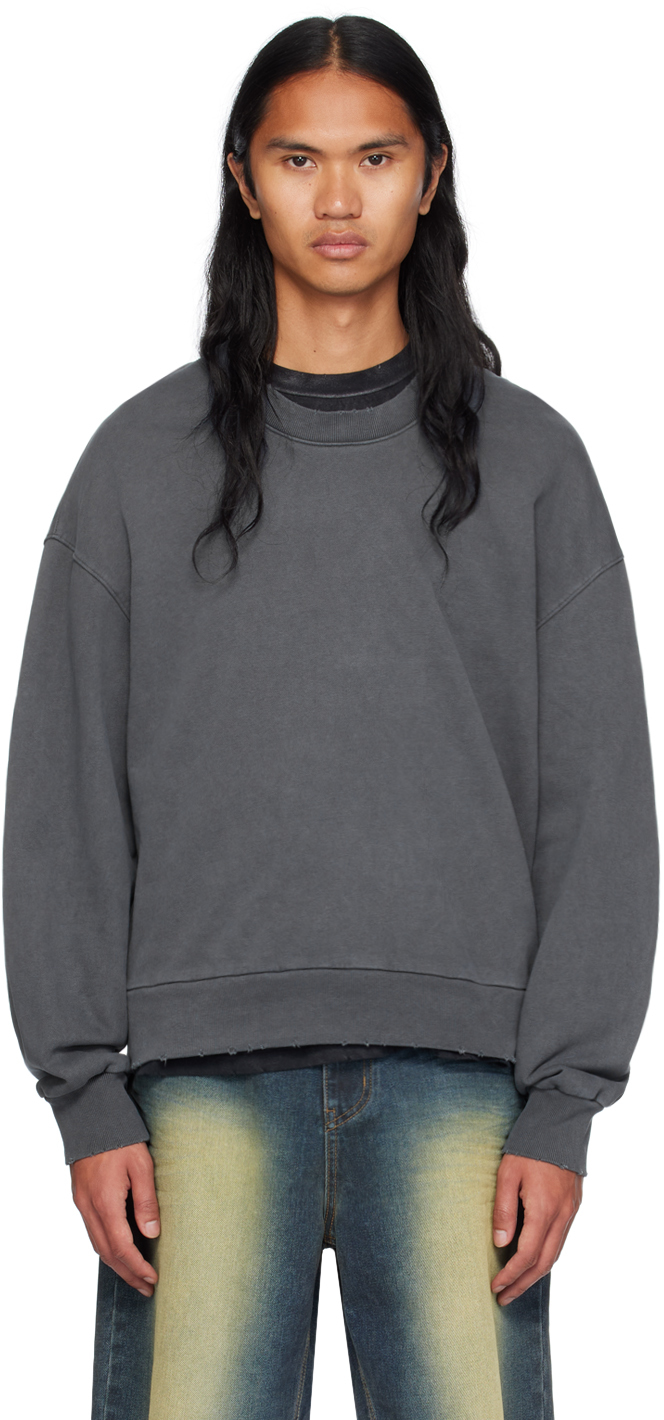 Shop We11 Done Gray Wide Neck Hoodie In Charcoal