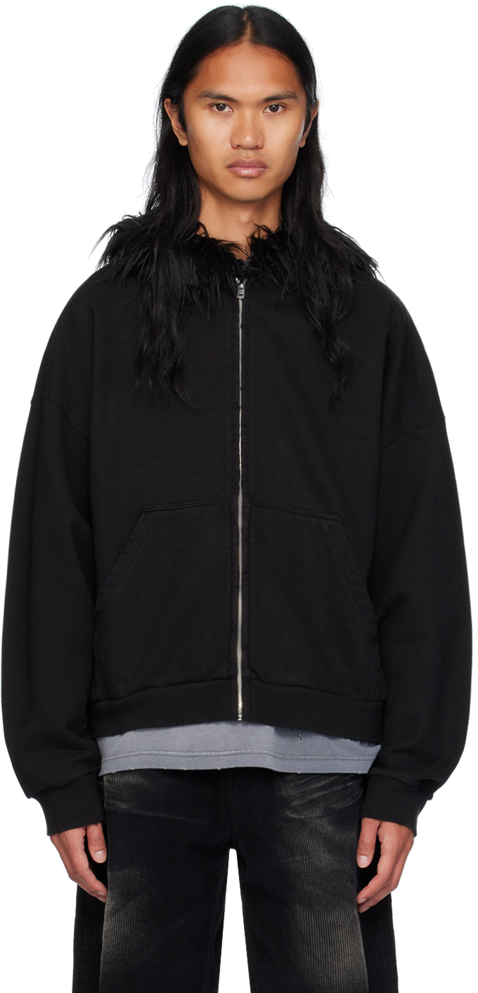 Black Fur Hoodie
