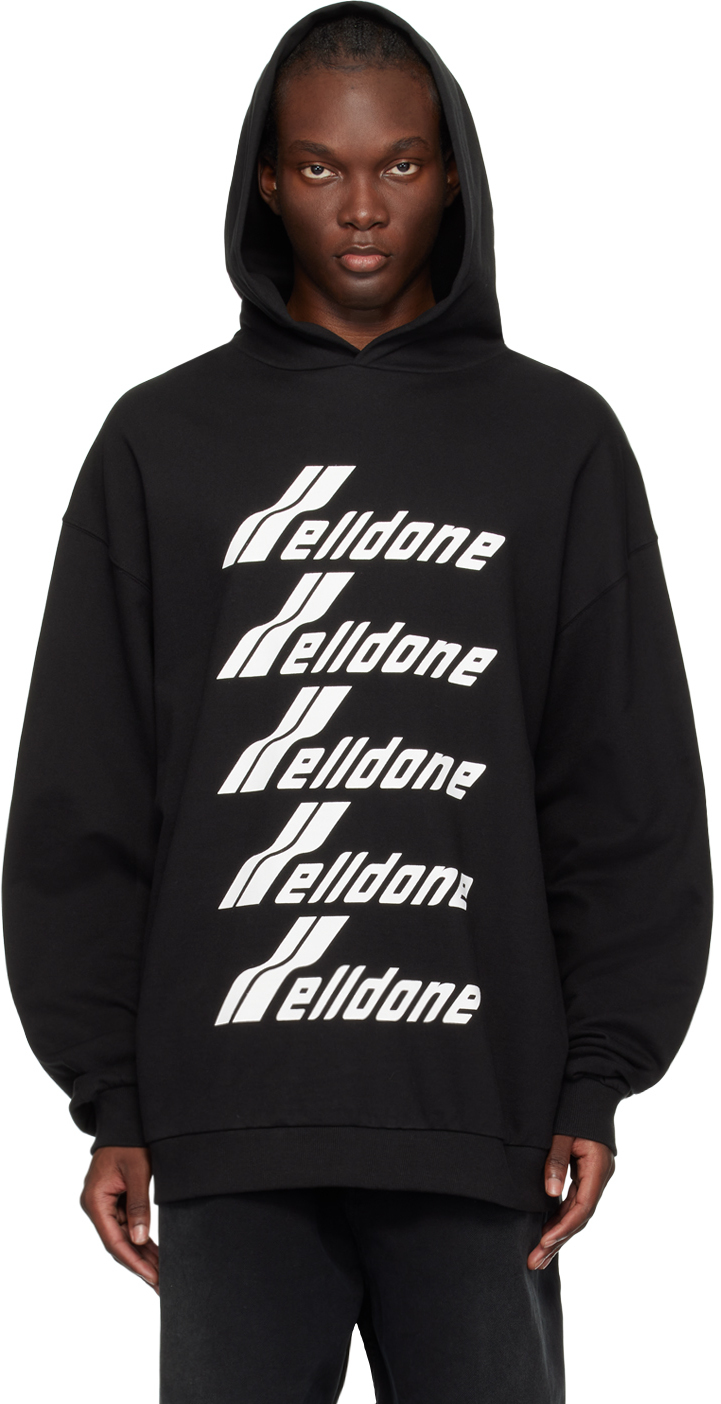 Shop We11 Done Black Printed Hoodie