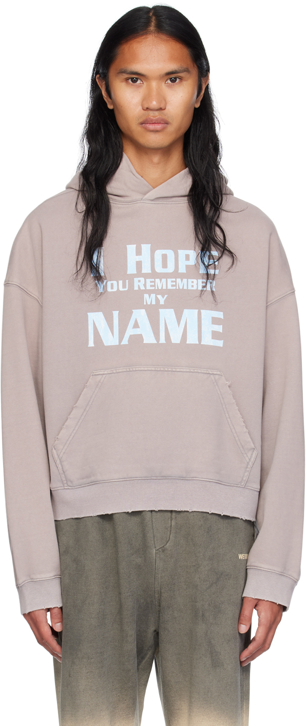 Shop We11 Done Taupe Lettering Hoodie In Light Pink