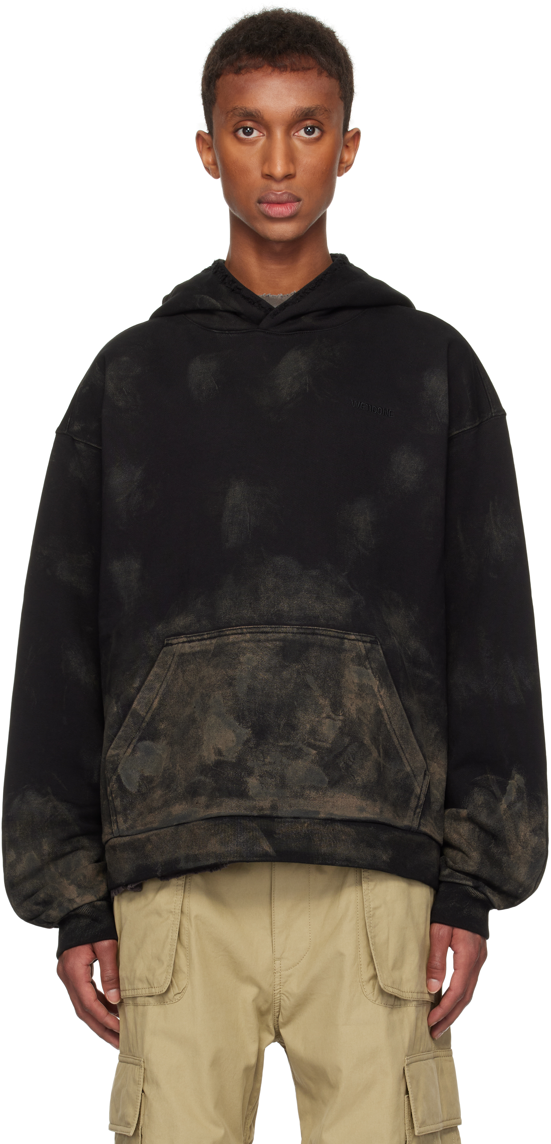 Shop We11 Done Black Muddy Hoodie