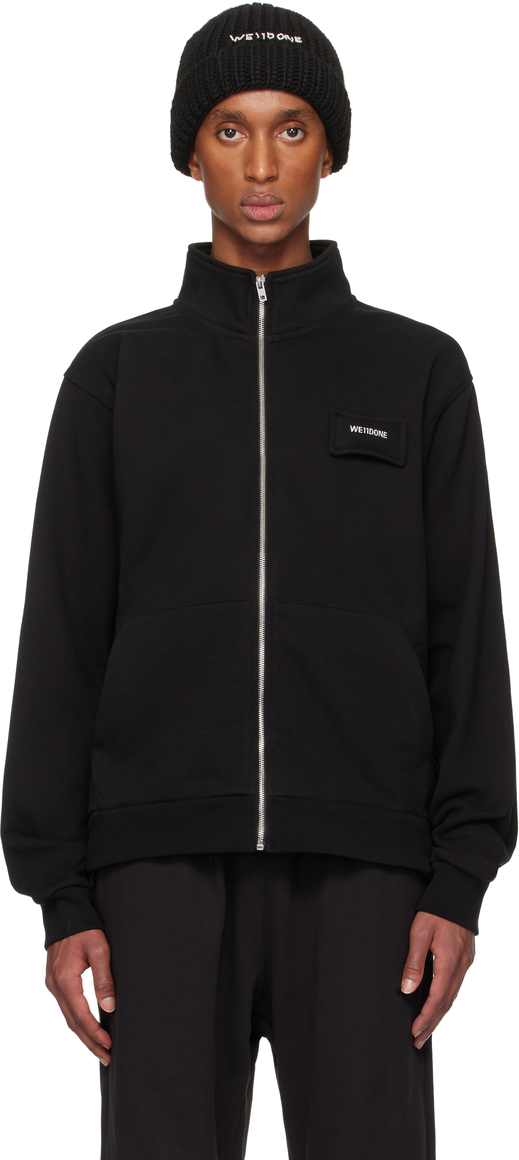 Black Pillow Logo High-Neck Zip-up Jacket