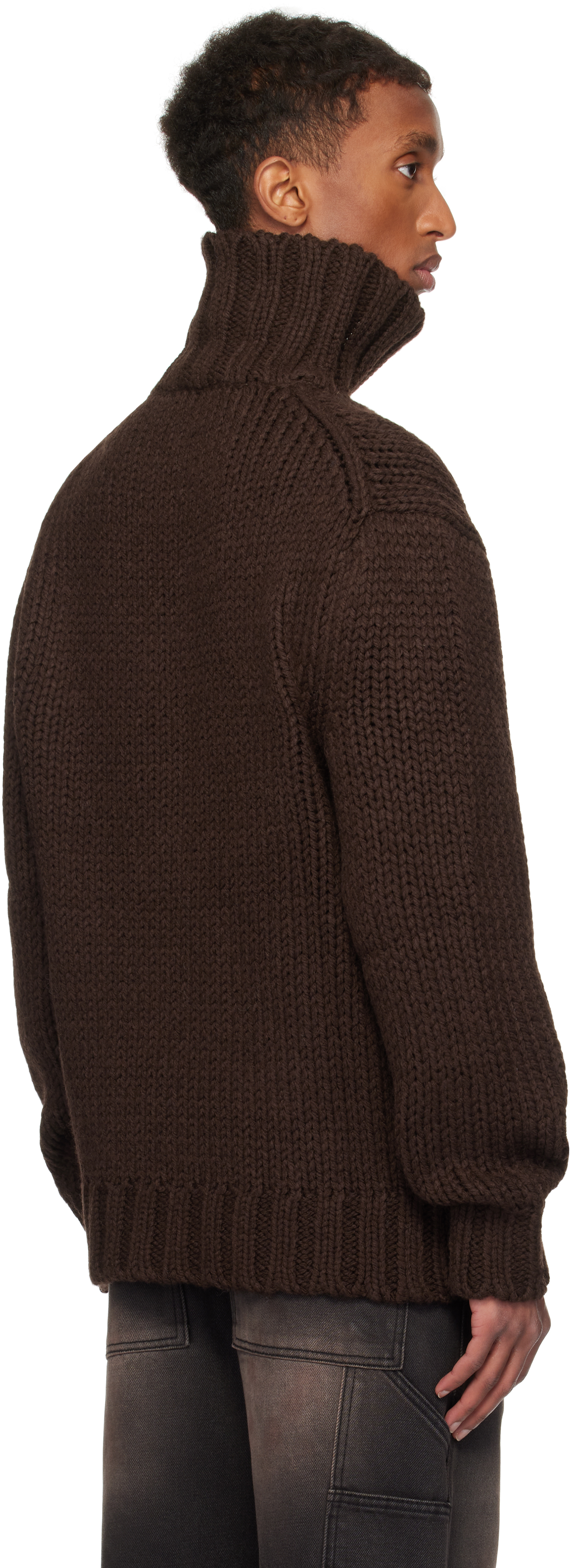 We11 Done Brown Chunky Turtleneck In Brown