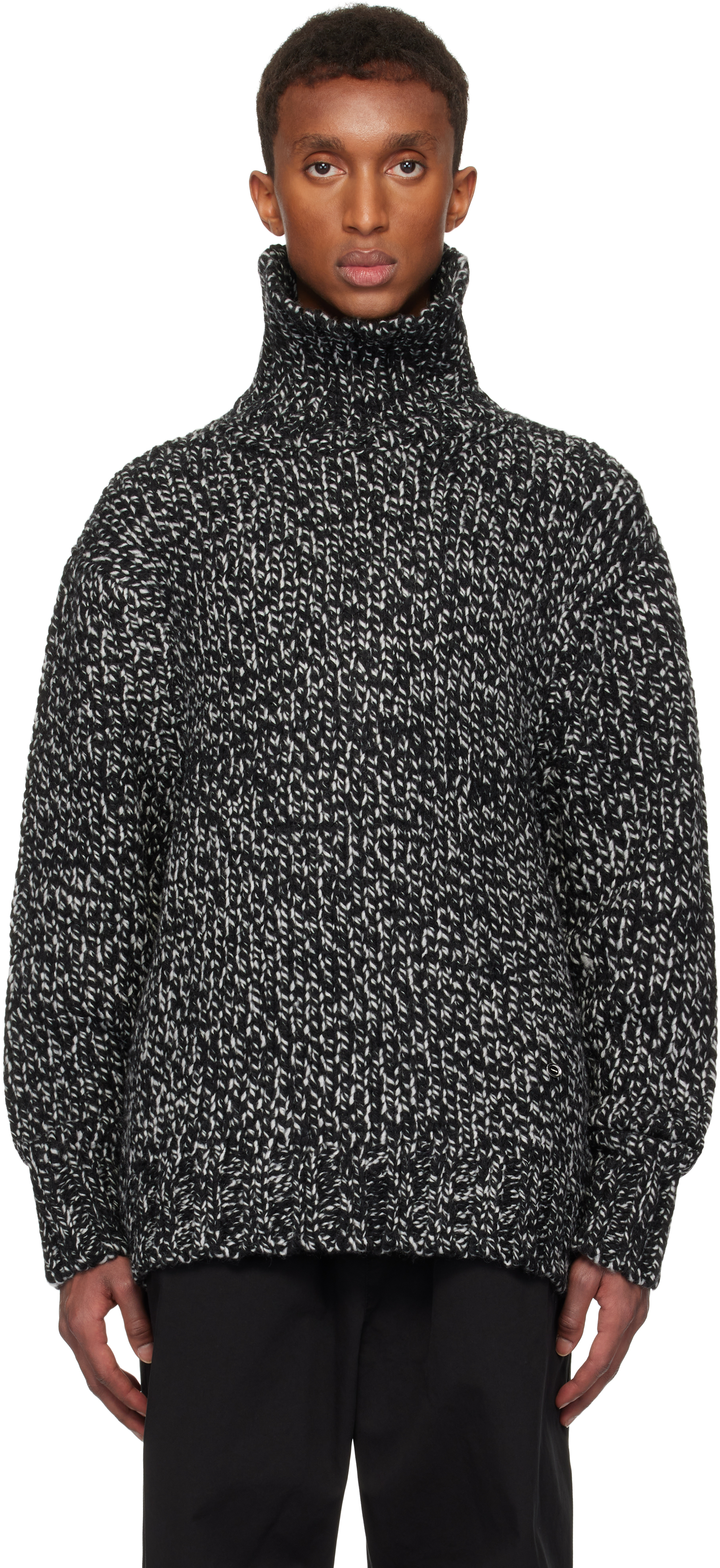 We11 Done Black Chunky Turtleneck In Multi Black