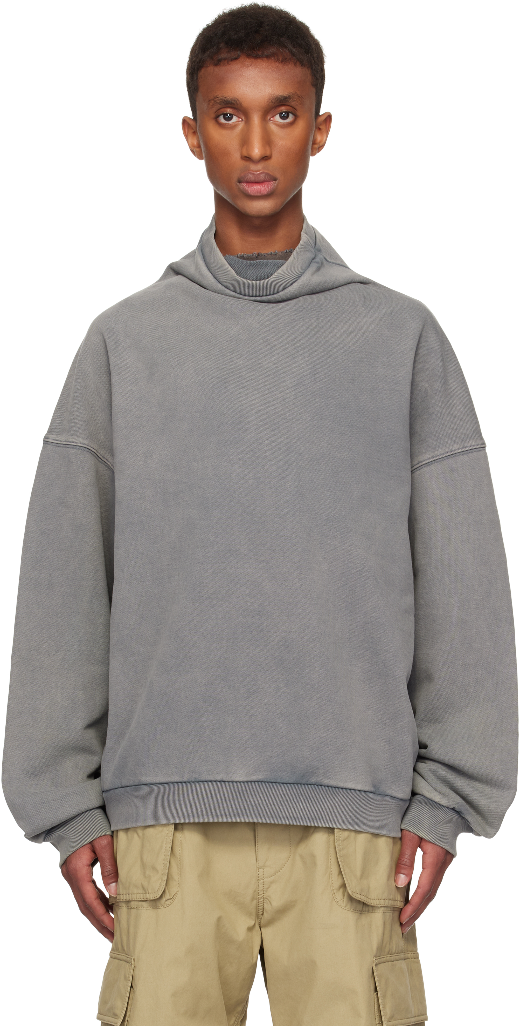 We11 Done Gray Standard Logo Turtleneck In Charcoal