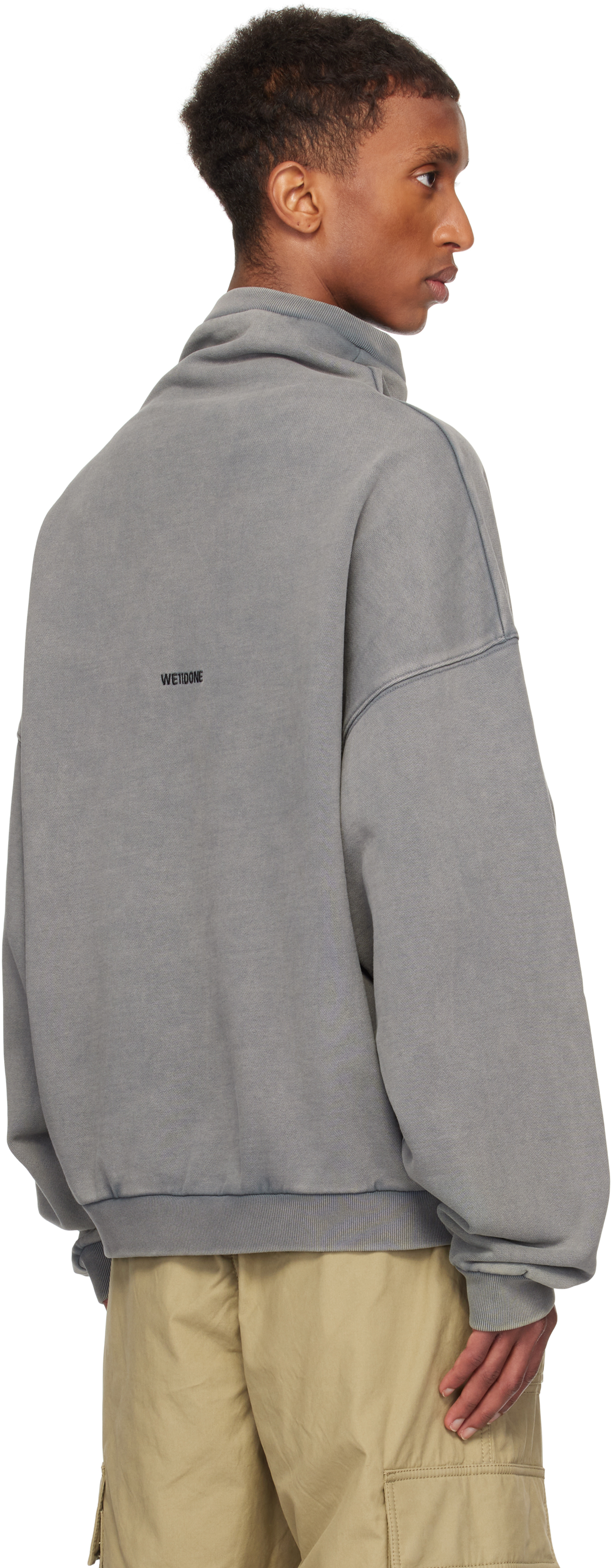 We11 Done Gray Standard Logo Turtleneck In Charcoal