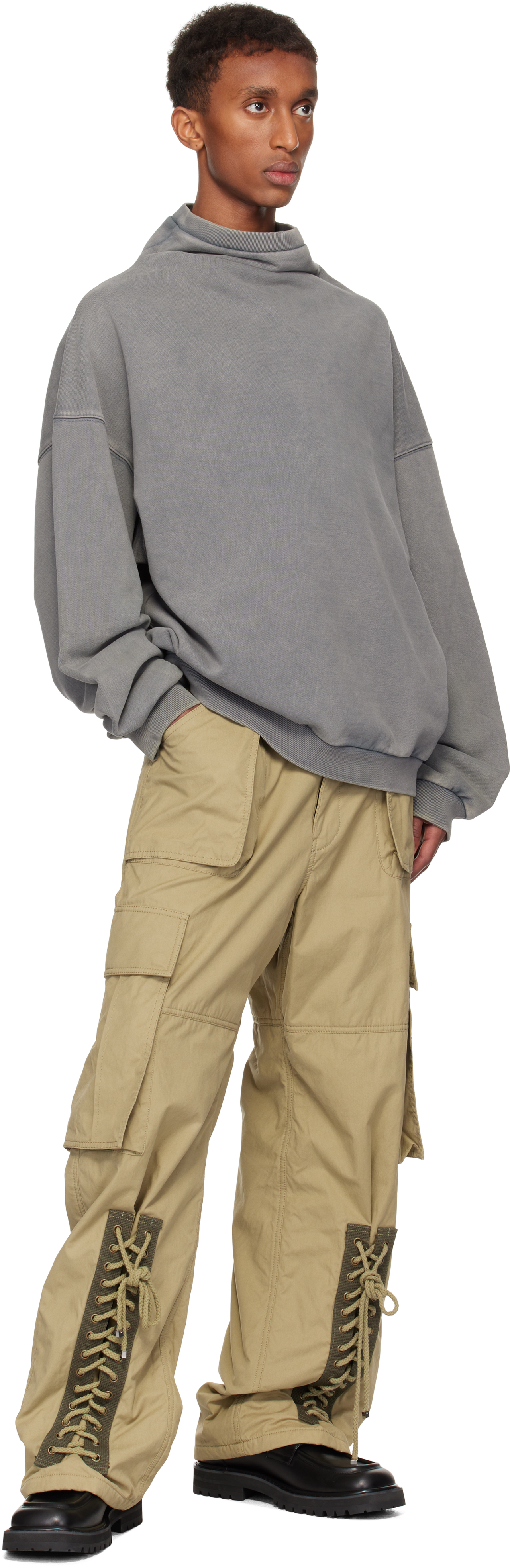 We11 Done Gray Standard Logo Turtleneck In Charcoal
