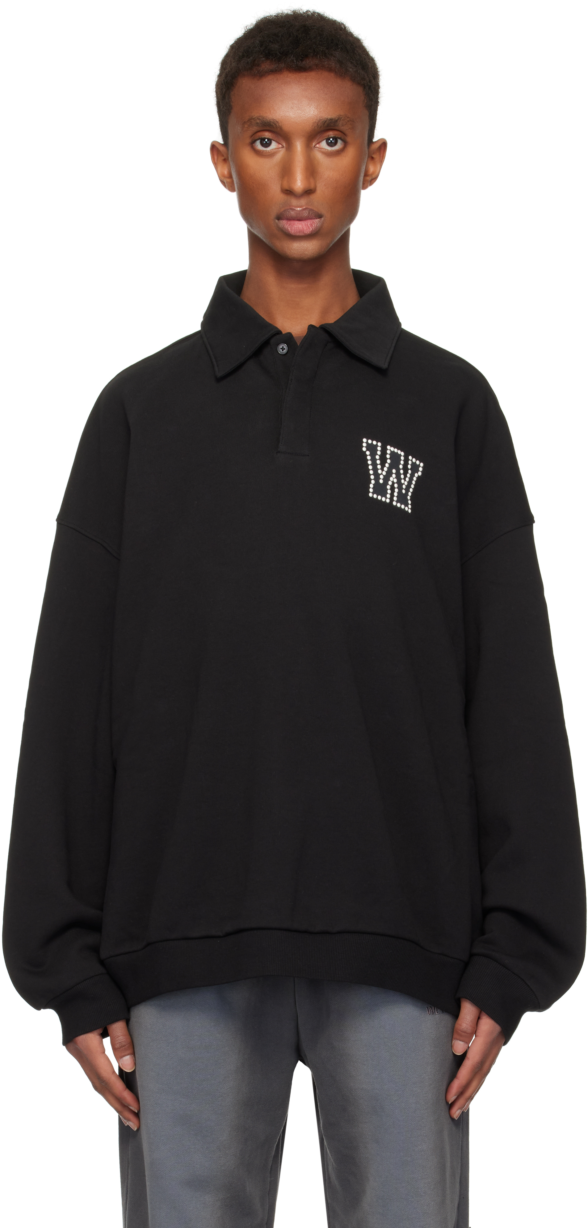 Shop We11 Done Black Pearl Logo Polo