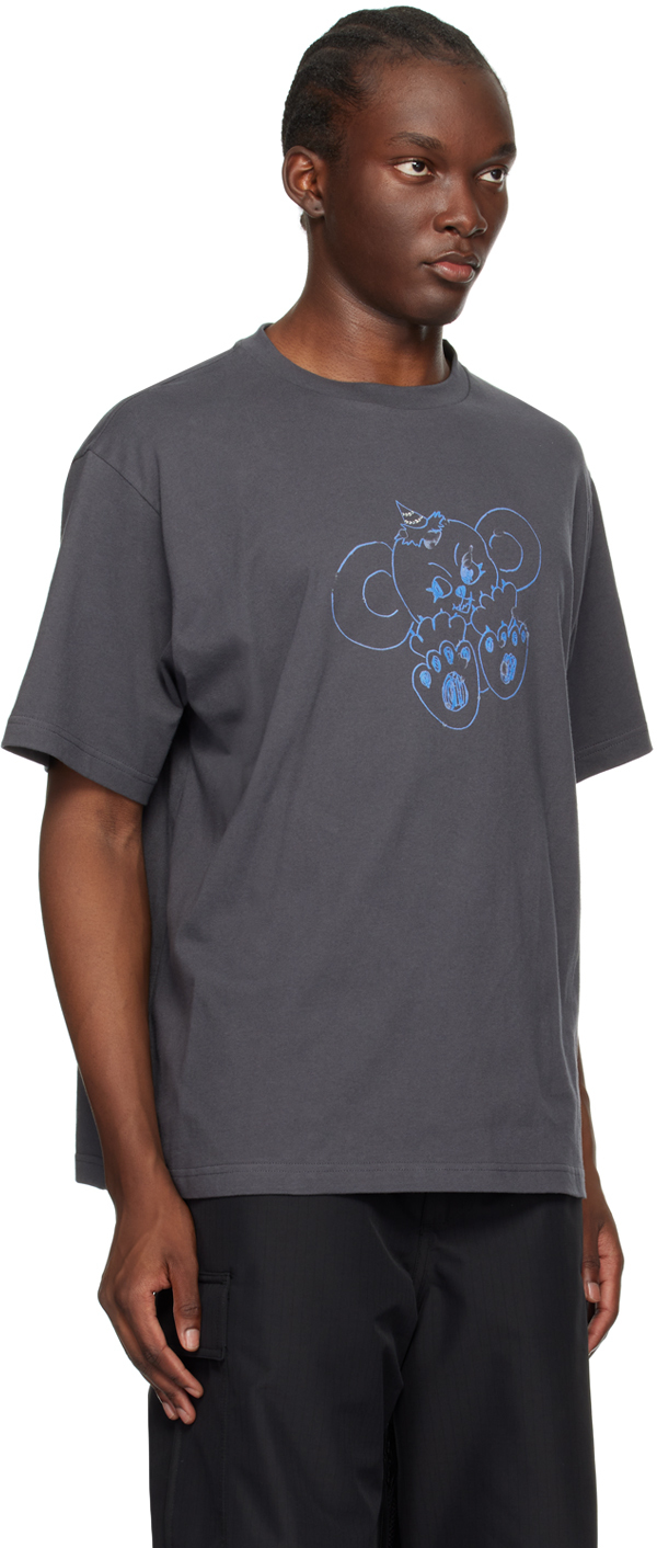 We11 Done Gray Monster T-shirt In Charcoal