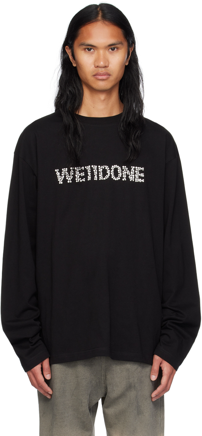 Shop We11 Done Black Pearl Logo Long Sleeve T-shirt